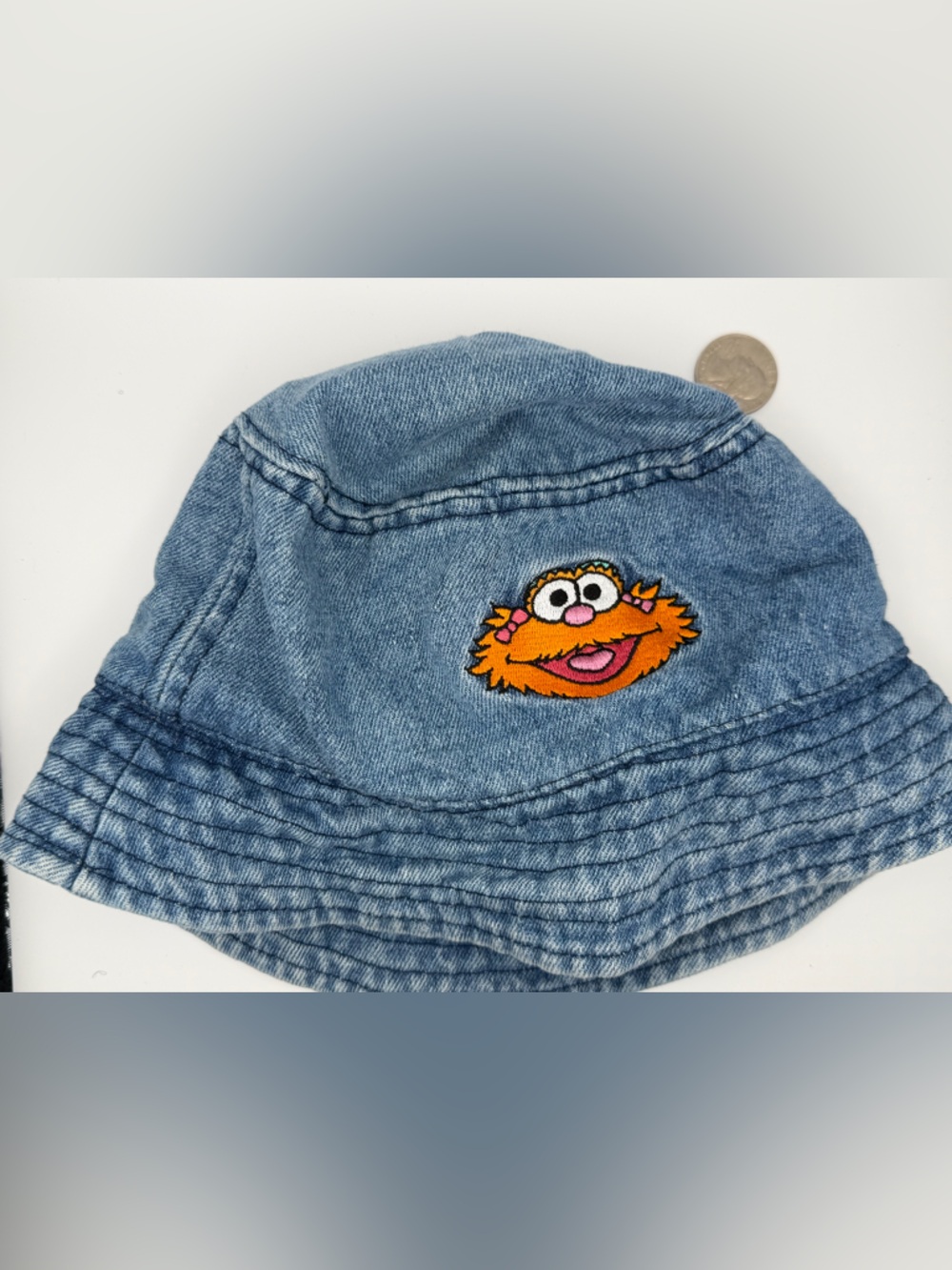 Vintage Sesame Street Live 2000 Zoe Denim Bucket Hat Toddler Kids Cap